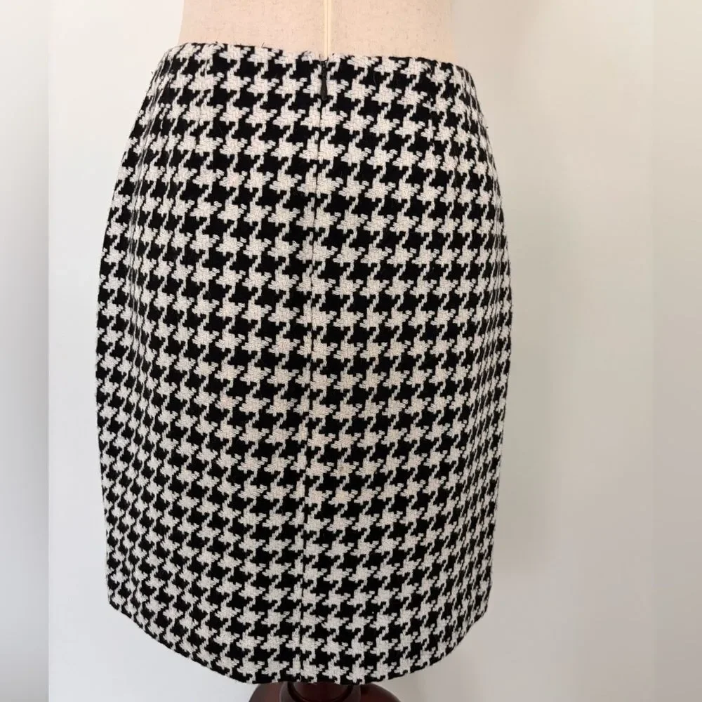 Kate Hill Size 4 Wool Blend Houndstooth Pencil Skirt